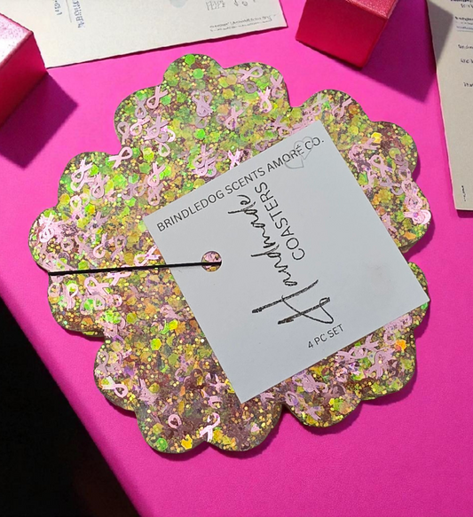 Handmade Coasters-Awareness 4pc