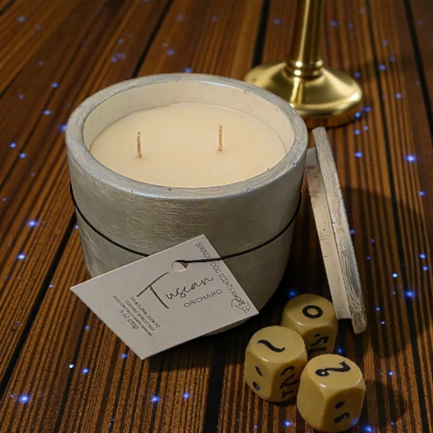 Tuscan Orchard 9 oz Fig and Floral Scented-Celestial Series Cement Candle 2-Wick