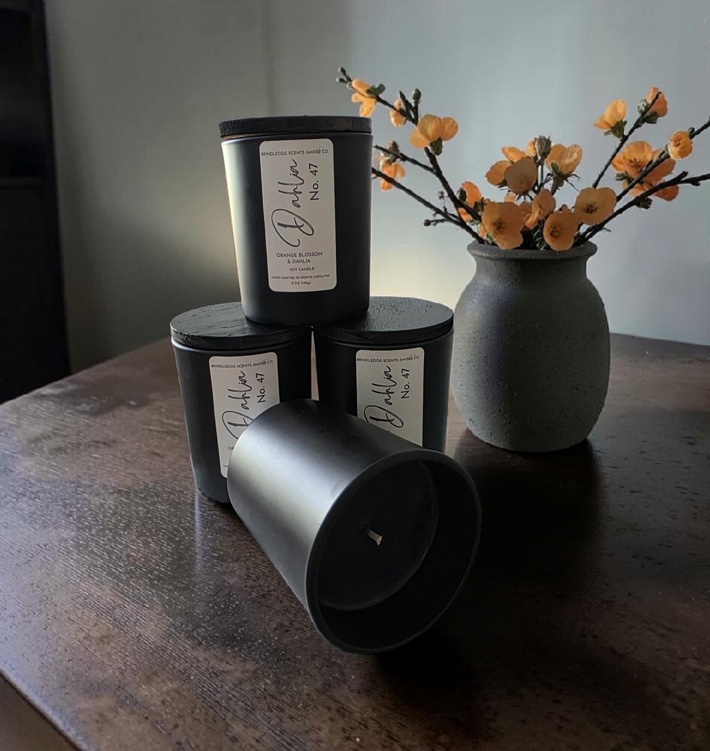 Dahlia No.47-5oz Handcrafted Soy Candle Black Jar