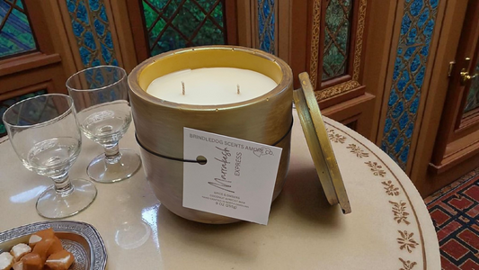 Marrakesh Express 9 oz Spice & Embers Scented-Golden Fire Series Cement Candle