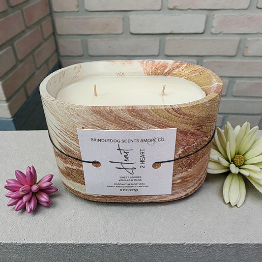 Heart 2 Heart 8oz Pink Sugar Crystals Vanilla & Musk Scented-Oval Elements Series Cement Candle 2-Wick